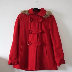 Forever 21 Red Coat w/ a Fur Hoody